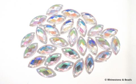 Jewel Acrylics Sew-On NAVETTE Crystal AB 12mm